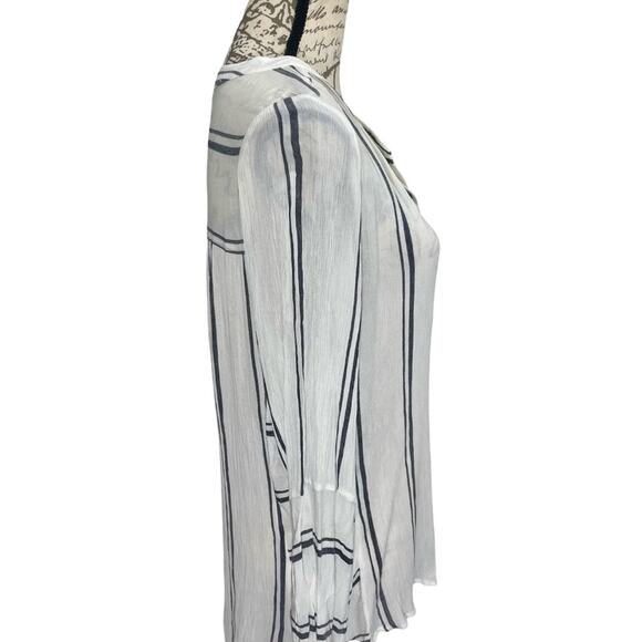 Two by Vince Camuto Women's Striped Tunic Long Sleeve Semi-Sheer Boho Top-Medium - Picture 4 of 9